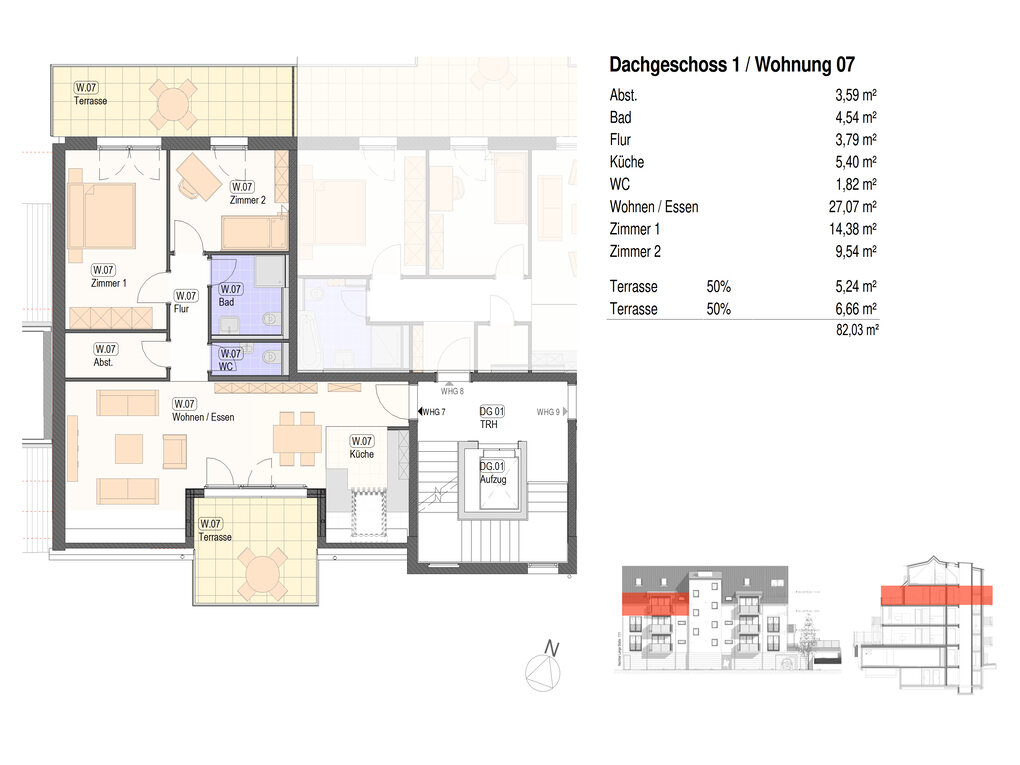 Grundriss der Neubauwohnung 07 in der Lange Straße 13 in Nürtingen-Neckarhausen